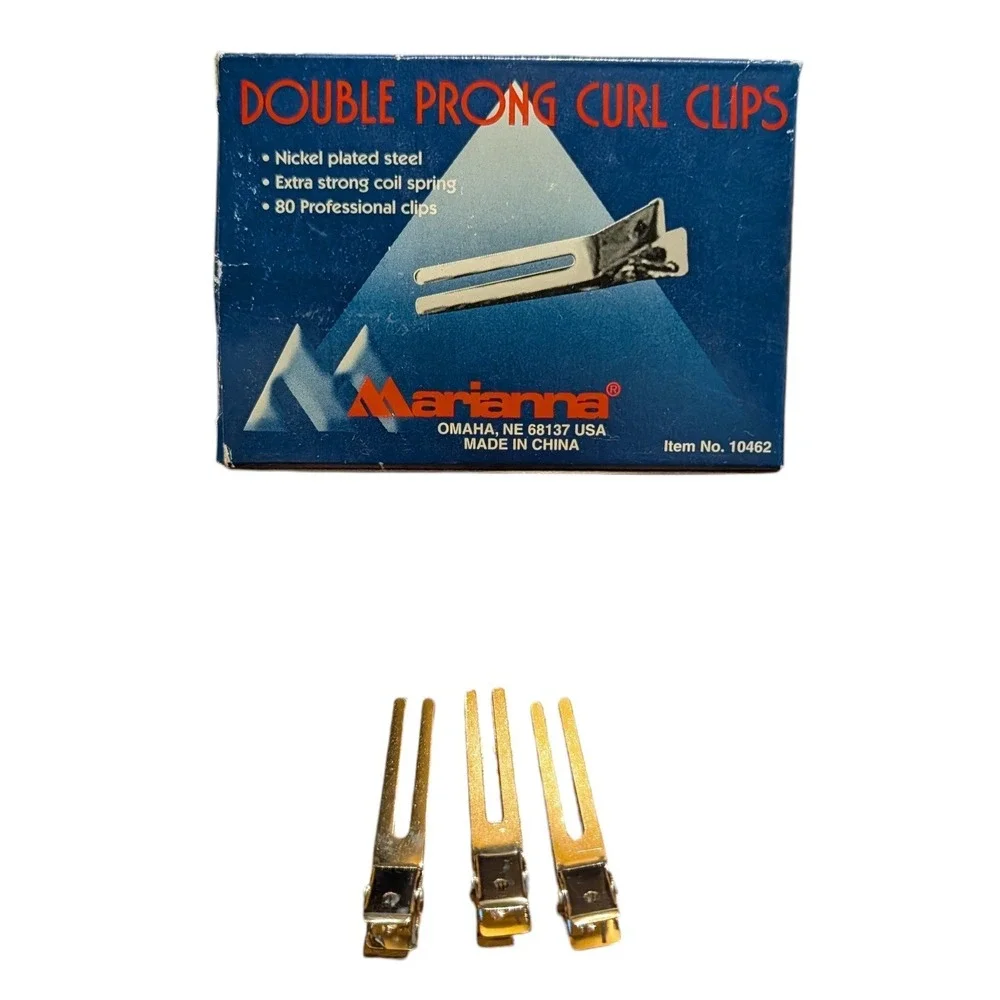 Marianna Double Prong Curl Hair Clips 80 Count #10462‎ Professional Salon Nickel